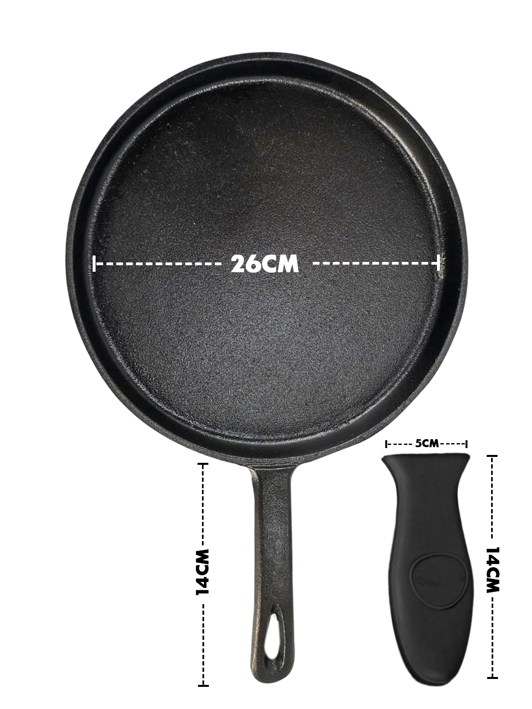 10.5 in. Cast Iron Griddle Pan Round Skillet Pancake Tortilla Pizza  Pre-Seasoned