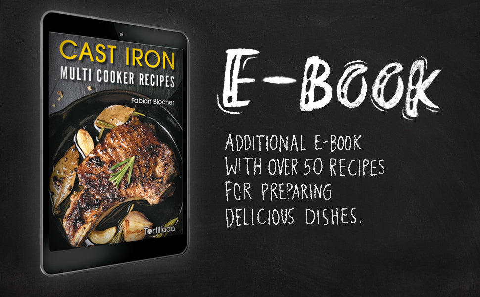  Tortillada – 10.5 Inch Pre Seasoned Cast Iron Griddle/Pan + Hot  Handle Holder + Recipes E-Book 50 Tortilla Recipes : Home & Kitchen