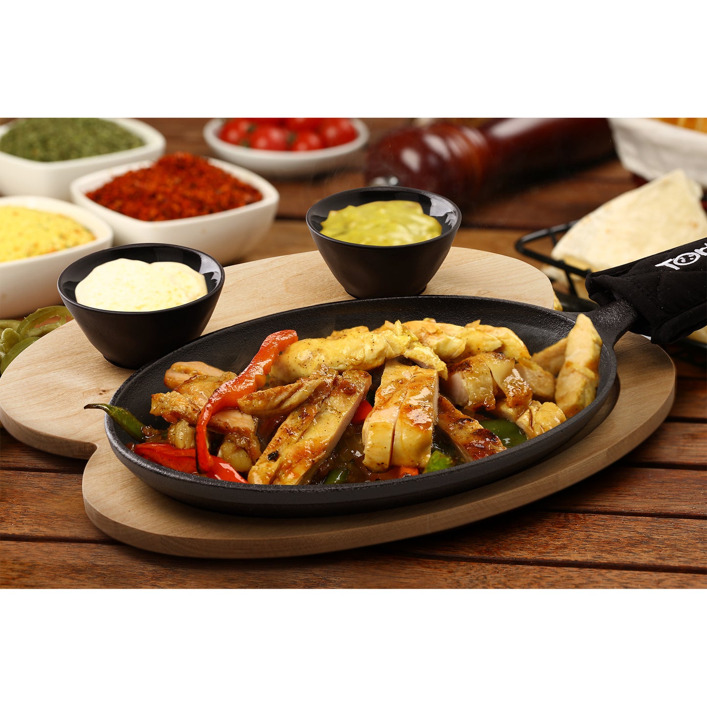 Cast Iron Fajita Pan Set