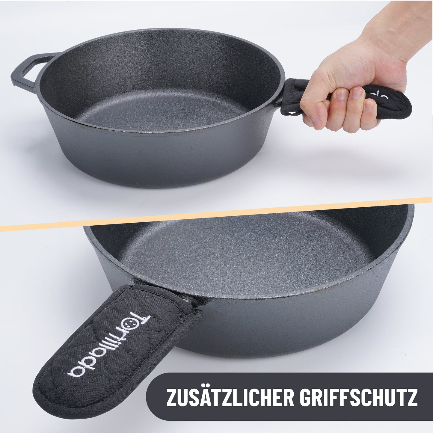 Cast Iron Skillet (10 inch) & Pot | Preseasoned Cast Iron  Combo Cooker + Handle Holder